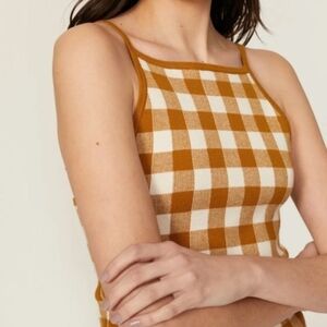 Madewell Mustard and White Knit Top